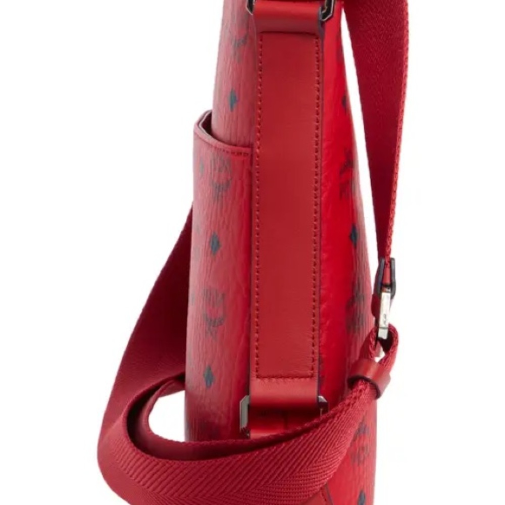 MCM Aren Logo Crossbody Bag Candy Red - Picture 7 of 10